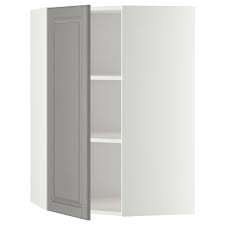 Goodhome artemisia midnight blue classic shaker highline cabinet door (w)500mm (t)18mm. Metod White Bodbyn Grey Corner Wall Cabinet With Shelves 68x100 Cm Ikea