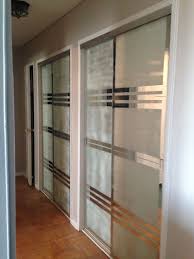 Used Blue Tape And Frosted Spray To Create More Modern Design On Mirror Closet Doors In Hallway Mirror Closet Doors Closet Door Makeover Door Makeover