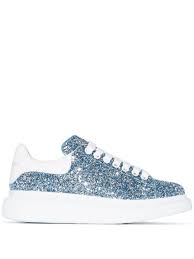 Swoon over the latest collection of alexander mcqueen shoes and browse through the finest edit of women's designer footwear online at mytheresa Alexander Mcqueen Suede Oversized Sneaker In Coarse Glitter In Light Blue Blue Lyst