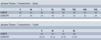 Jerzees T Shirts Size Chart Arts Arts