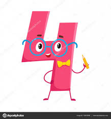 Cute and funny colorful 4 number characters, birthday greetings ...