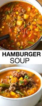 Hamburger Soup Is A Quick And Easy Meal Loaded With Vegetables Lean Beef Diced Tomatoes And Potato Beef Soup Recipes Easy Hamburger Soup Healthy Soup Recipes