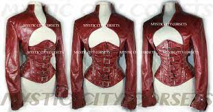 New Burgundy Leather Bolero Jacket For Corset Steampunk Mystic City Smlxl 2x 3x Steampunk Corset Underbust Corset Corset