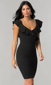 Short Wedding Guest Party Dress With Ruffled V Neck Short Wedding Guest Dresses