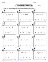Write and graph a system of linear inequalities: Two Step Inequalities Worksheets