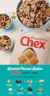 Loaded Peanut Butter Chex Party Mix Recipe Chex Mix Recipes Snack Mix Recipes Snacks