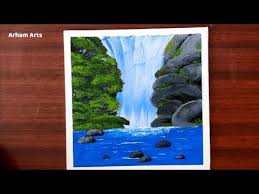 Learn how to paint a waterfall with acrylics with this step by step canvas painting tutorial for beginners. Step By Step Painting Tutorials For Beginners Easy Waterfall Landscape Acrylic Painting 15 Yo Waterfall Landscape Step By Step Painting Painting Tutorial