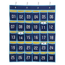 30 Pocket Numbered Classroom Cellphone Storage Calculator