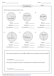 circumference and area of circle worksheets