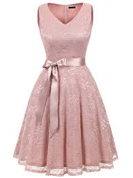 Ivnis Women S Cocktail Dress V Neck Vintage Floral Lace Swing Bridesmaid Dress At Amazon Women S Clot With Images Short Bridesmaid Dresses Dresses Cocktail Dress