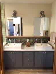 Gorgeous bathroom vanity backsplash or not in diy bathroom sink. Bathroom Double Vanity Vessel Sinks Chrome Fixtures Double Mirror River Rock Backsplash Tile Backsplash Bathroom Backsplash Beadboard Backsplash