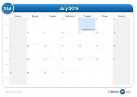 July 2019 Calendar