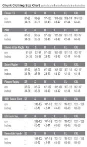 sizing chart chunk clothing