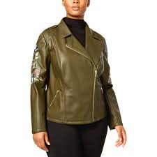 Inc International Concepts Plus Size Embroidered Moto Jacket