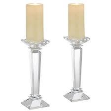 A wall candelabra in platinum silver lends a cooling aspect to a wall in soft azure. Portia 11 High Crystal Candle Holders Set Of 2 64m23 Lamps Plus