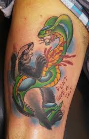 Badger Versus Snake Tattoo Honey Badger Tattoo Snake Tattoo Honey Badger
