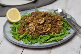 Linsen Pilz Salat Vegan Rezept Mangold Muskat Rezept Pilzsalat Pilze Linsen