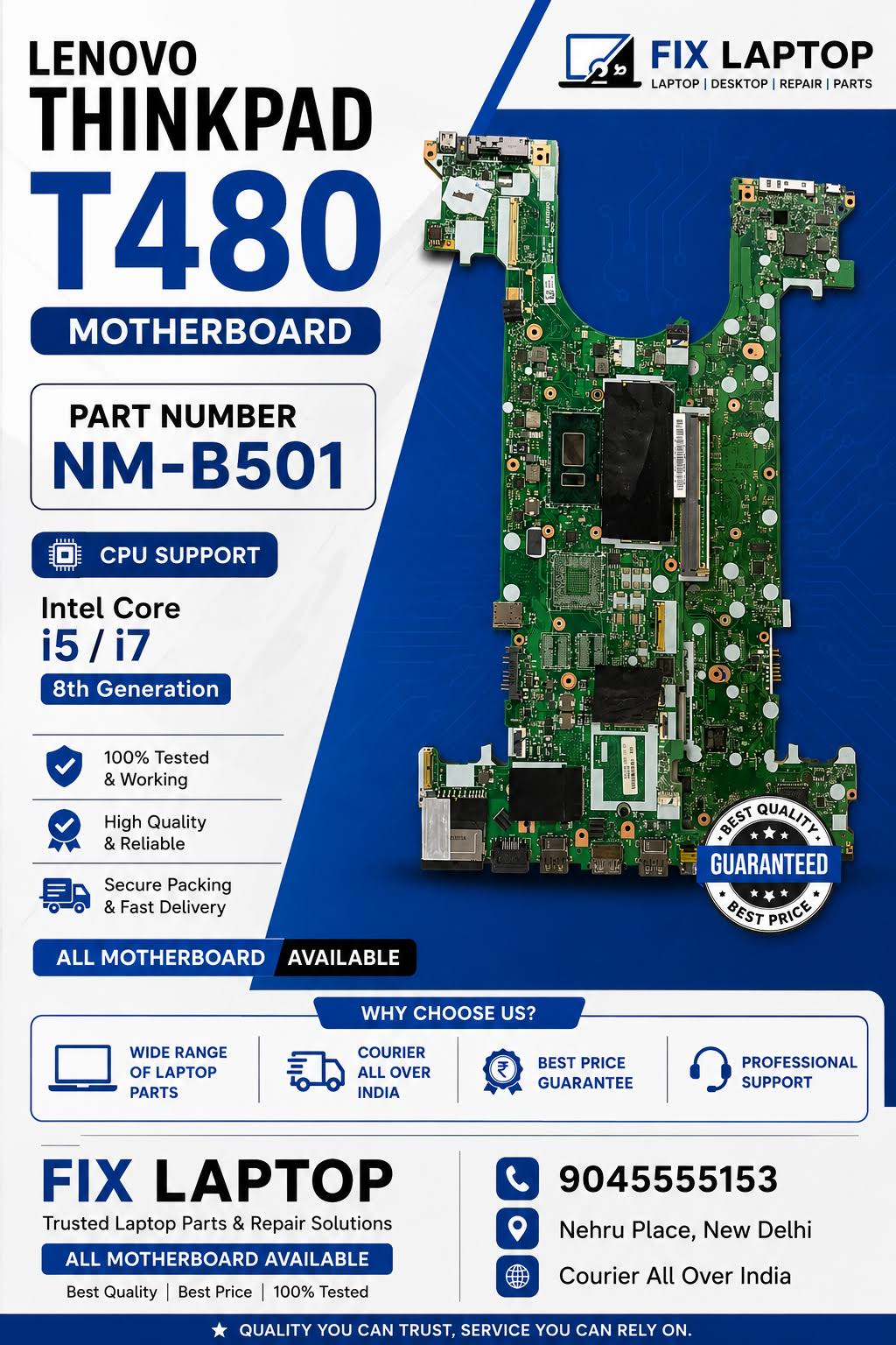 Lenovo ThinkPad T480 Motherboard NM-B501 | i5/i7 8th Gen | product image