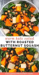 Warm Kale Salad With Roasted Butternut Squash Recipe Warm Kale Salad Butternut Squash Salad Fall Recipes Healthy