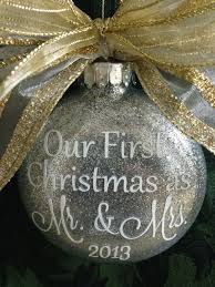 Two Left Our First Christmas As Mr Mrs Glass Ornament Christmas Ornaments Diy Christmas Ornaments Christmas Holidays