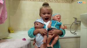 Three baby dolls woke up in the bedroom in their pink beds for dolls. Baby Born Bathing Dolls With A Girl Yaroslava Bath Time Video For Kids Vlog Video Dailymotion