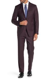 Calvin Klein Wine Sharkskin Two Button Notch Lapel Slim Fit Suit Nordstrom Rack