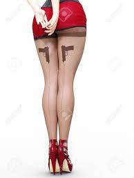 Shya stocking high heel dangling tease. Long Slender Sexy Legs Woman Short Red Skirt Black Stockings Stock Photo Picture And Royalty Free Image Image 97224304
