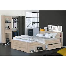 Lit en bois massif hêtre ou chêne zenno bas tête n°5 soldes. Pack Promo Lit Adulte Ilian Cadre A Lattes 160x200 Cm Coloris Chene Pas Cher A Prix Auchan