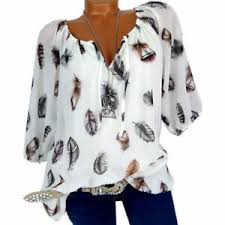Details About New Fashion Plus Size Womens Loose Print V Neck Half Sleeve Blouse Top