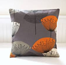 Dandelion Clocks Orange Slate Grey Decorative Pillow Cover Gray Dandelion Cushion Cover 16 Inch Grey Decorative Pillow Pillow Decorative Bedroom Pillows