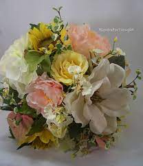 This bridal bouquet is made with white real touch roses, cream hydrangeas, blush and champagne roses, blush. Peony And Magnolia Wedding Bouquet Blush Pink Peonies Etsy Magnolias Wedding Bouquet Peony Bouquet Wedding Yellow Wedding Flowers