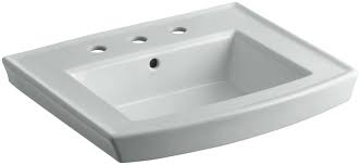 Kohler archer pedestal sink single hole. Kohler K 2358 8 0 White Archer 24 Pedestal Bathroom Sink With 3 Holes Drilled And Overflow Faucetdirect Com