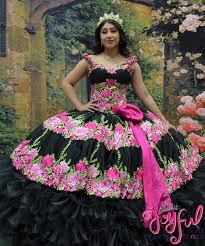 Black And Pink Charro Quince Dress Black Charra Dress With Flower Design 2025 In 2020 Quinceanera Dresses Dresses Quinceanera Dresses Gold