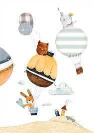 Children S Picture Hot Air Balloons Etsy In 2020 Baby Prints Bunny Poster Baby Clip Art