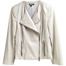 Pre Owned Dkny Cream Leather Jacket Cream Leather Jacket Zipped Leather Jacket White Long Jacket