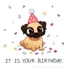 Birthday Pug Birthday Card With Name Happy Birthday Pug Cute Birthday Wishes