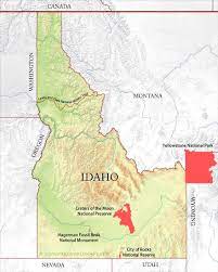 Physical map of Idaho