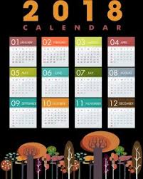 2018 Calendar Template Multicolored Tree Icons Decor Printable Calendar Template 2018 Calendar Template Calendar Template