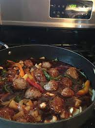 Meatball stuffed chicken thighs braised in a tomato and wine sauce. A Wise Woman Builds Her Home Aidells Hawaiian Teriyaki Meatballs