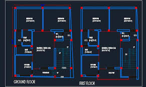 House Architectural Floor Layout Plan 25 X30 Dwg Detail One Floor House Plans Floor Layout Building Design Plan