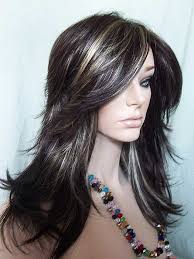Black And Brown Highlights Wig Nirvana Tarah Wig In Dark Brown Highlighted With Golden Blonde Super Long Bangs Hair Highlights Brown Hair With Silver Highlights Dark Hair With Highlights