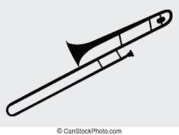 The how to draw a trombone tutorial continues by taking the tubes and joining them with bends and adding details. Trombone Hand Drawing Of A Trombone Canstock