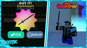 Roblox is an online game platform that allows players to play various online games. Roblox Super Doomspire Free Darkheart Sword New Code Youtube