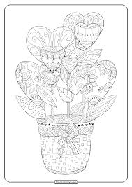 Free Printable Hearts In A Flower Pot Coloring Page Valentine Coloring Pages Heart Coloring Pages Valentines Day Coloring Page