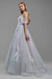 Off The Shoulder Chapel Train Tulle Wedding Dress Ld5861 Cocomelody Wedding Dresses Tulle Wedding Dress Tulle Wedding