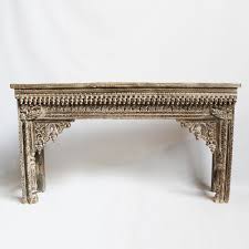 Hand Carved Teak Console Table Made From An Original Rajasthan Door Frame Whitewash Finish With Hand Console Table Furniture Design Wooden Hand Carved Teak