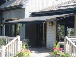 Retractable Awning Black Fabric And Black Hardware Retractable Awning Awning Outdoor Decor