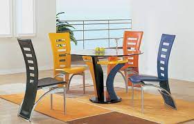 Our featured example is a sort of retro design, with colored leather upholstery over a chromed metal frame. A Burst Of Colors From 20 Dining Sets With Multi Colored Chairs Home Design Lover