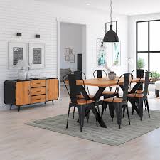 Choose from contactless same day delivery, drive up and more. Langley Rustic Solid Wood 8 Piece Industrial Iron Dining Room Set