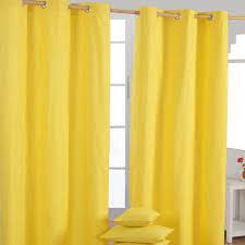 Plain Yellow Cotton Eyelet Curtains 137 X 228 Cm Ready Made Eyelet Curtains Yellow Curtains Yellow Eyelet Curtains